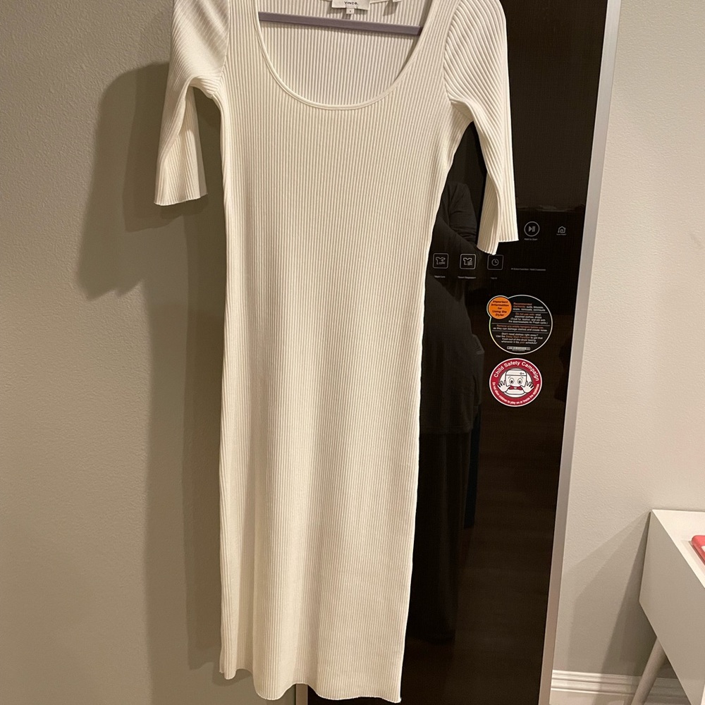 Vince Ribbed Maxi Dress in Ivory